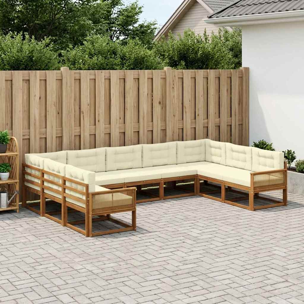 Buiten bankenset met kussen 9 pcs Natuurlijk en Crème is nu te koop bij PeponiXL, paradijselijk wonen!