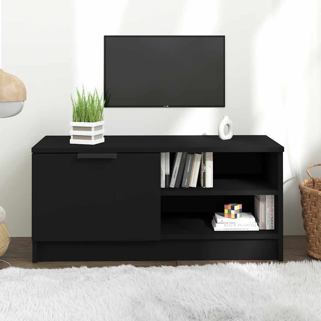 Tv-meubel 80x35x36,5 cm bewerkt hout zwart is nu te koop bij PeponiXL, paradijselijk wonen!
