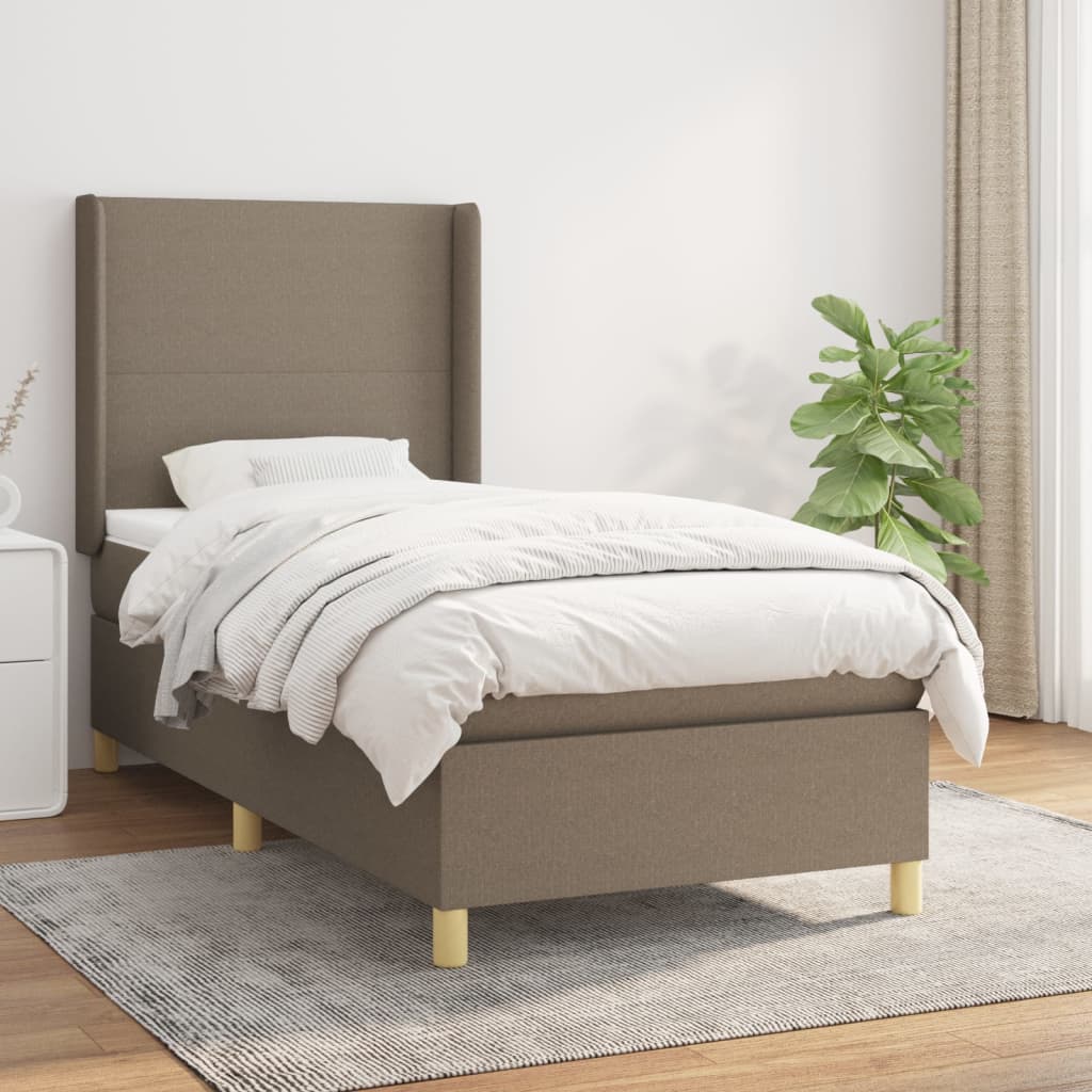 Boxspring met matras stof taupe 100x200 cm is nu te koop bij PeponiXL, paradijselijk wonen!
