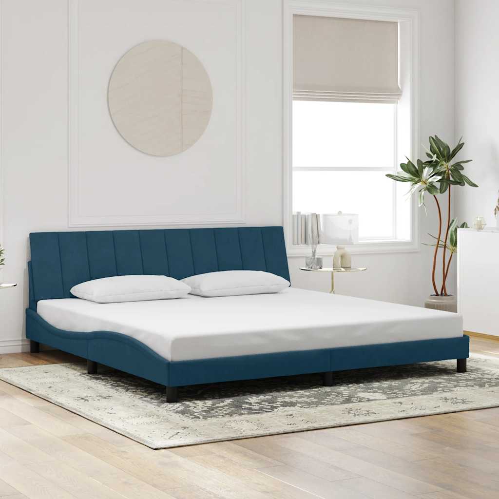 Bedframe zonder matras fluweel blauw 90x190 cm is nu te koop bij PeponiXL, paradijselijk wonen!