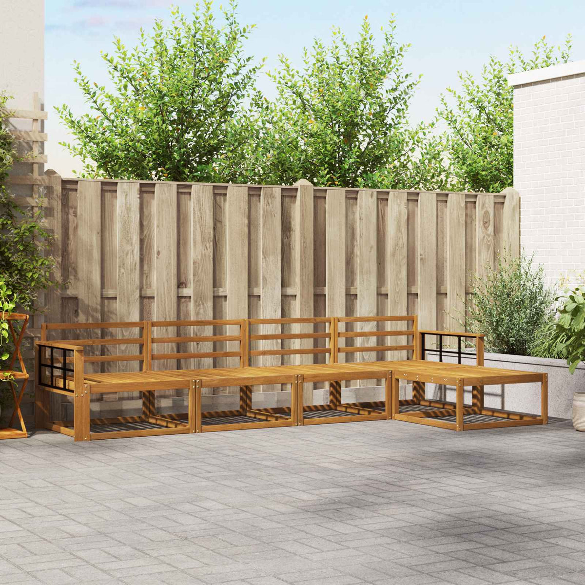 Buiten bankenset 5 pcs Naturel Massief Acaciahout is nu te koop bij PeponiXL, paradijselijk wonen!