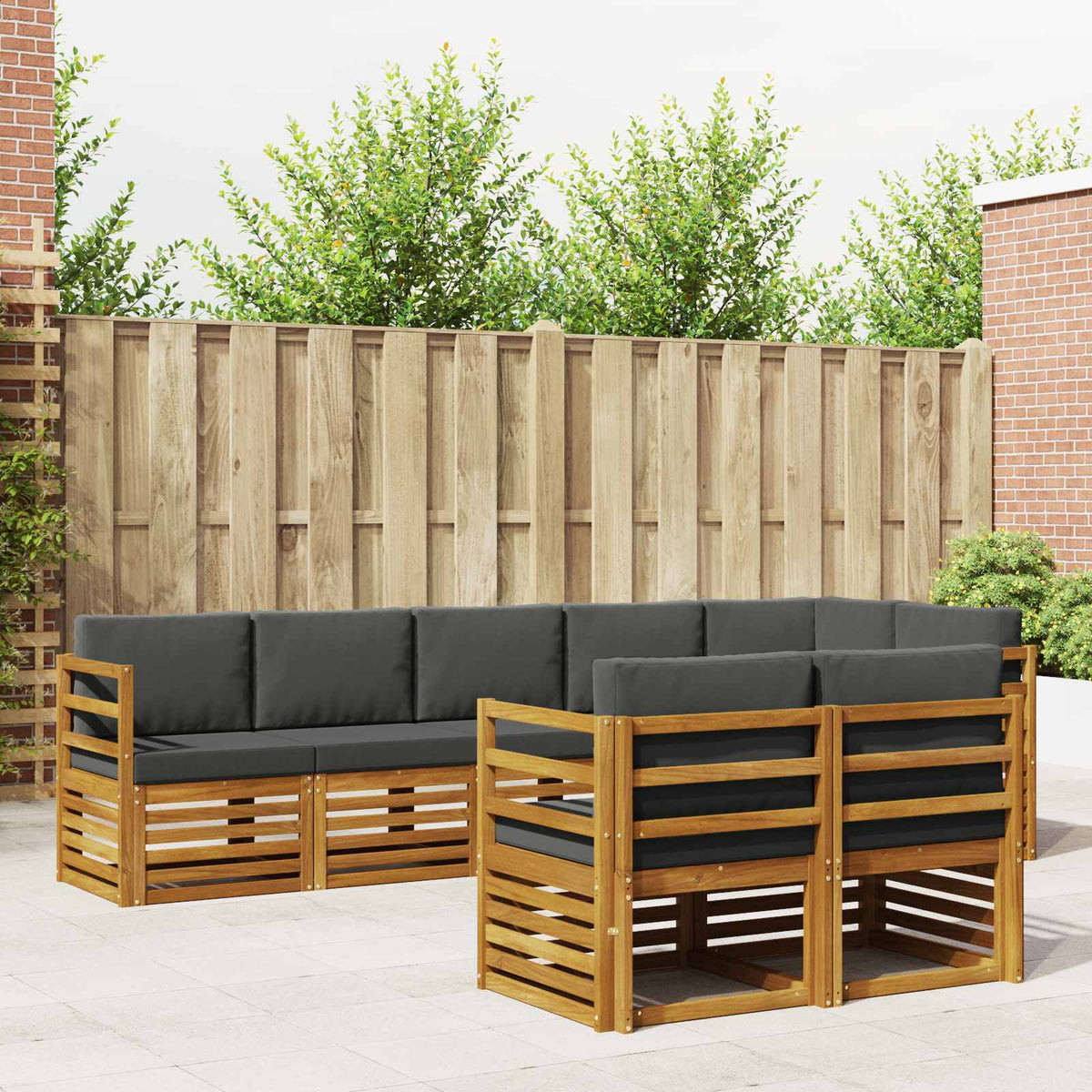 Sofa-Sets 8 pcs Natuurlijk en Antraciet Massief Acaciahout is nu te koop bij PeponiXL, paradijselijk wonen!
