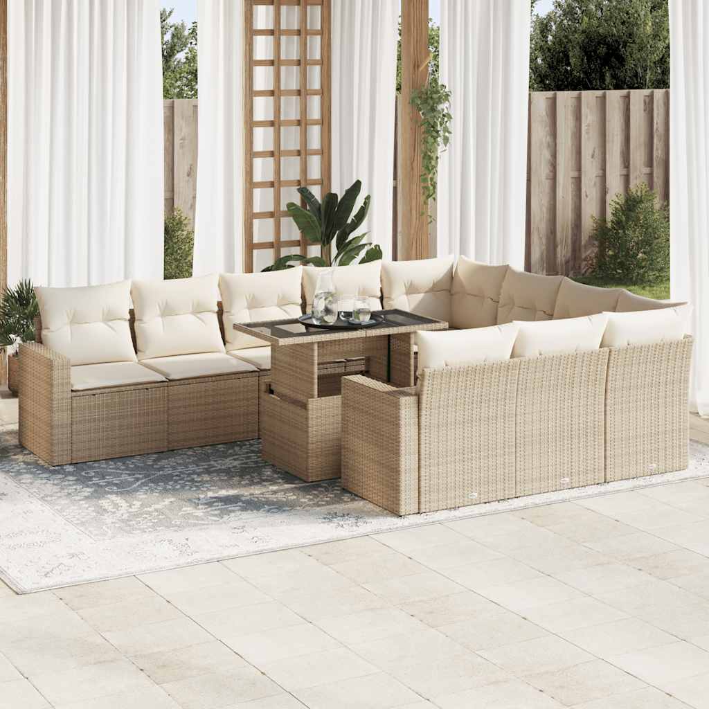 11-delige Tuinset met kussens poly rattan beige is nu te koop bij PeponiXL, paradijselijk wonen!