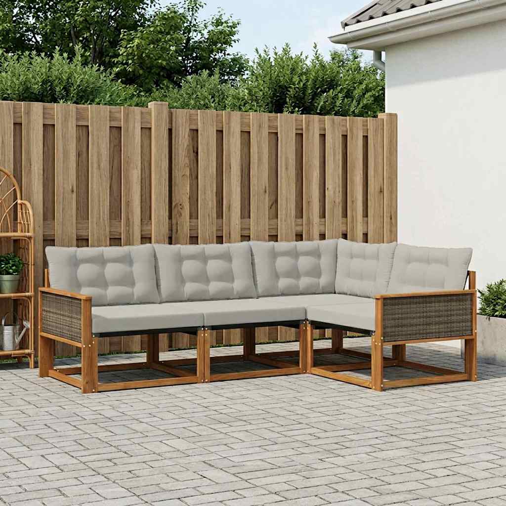 Buiten bankenset met kussen 4 pcs Naturel en lichtgrijs is nu te koop bij PeponiXL, paradijselijk wonen!