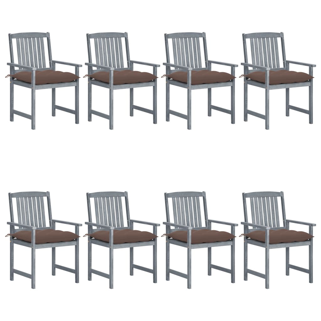 Tuinstoelen 8 st met kussens massief acaciahout grijs is nu te koop bij PeponiXL, paradijselijk wonen!