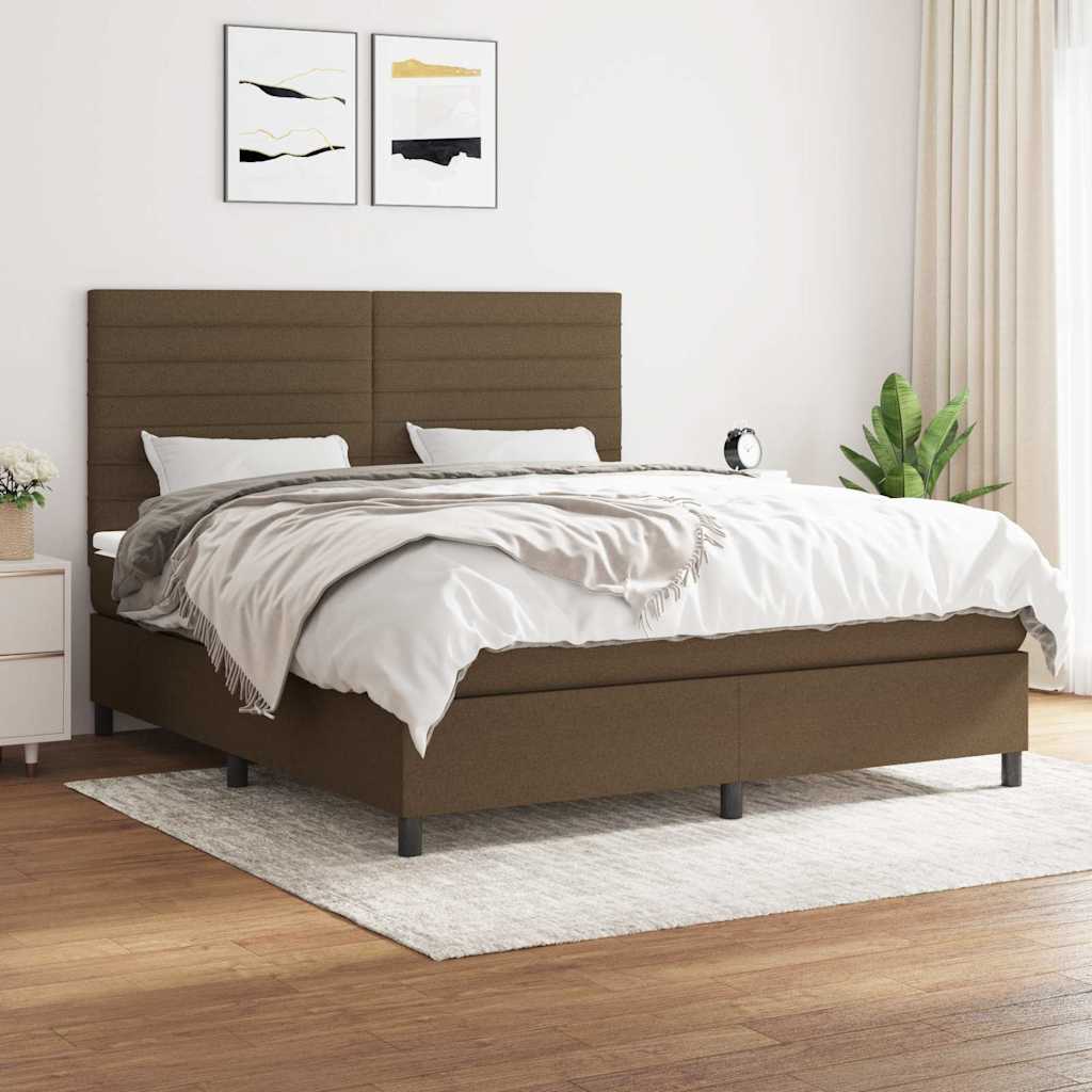 Boxspring met matras stof donkerbruin 180x200 cm is nu te koop bij PeponiXL, paradijselijk wonen!