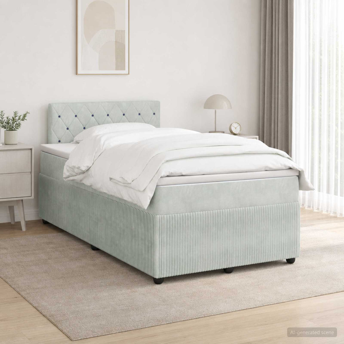 Boxspringbed met matras Lichtgrijs 120 x 190 cm Fluweel is nu te koop bij PeponiXL, paradijselijk wonen!