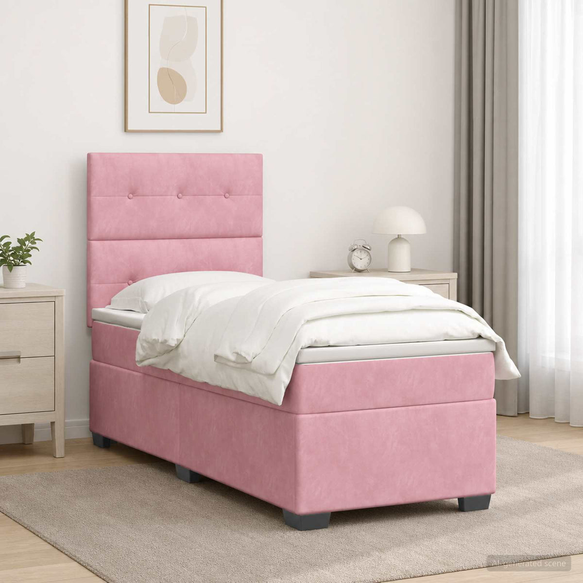 Boxspringbed met matras Roze 100 x 200 cm Fluweel is nu te koop bij PeponiXL, paradijselijk wonen!
