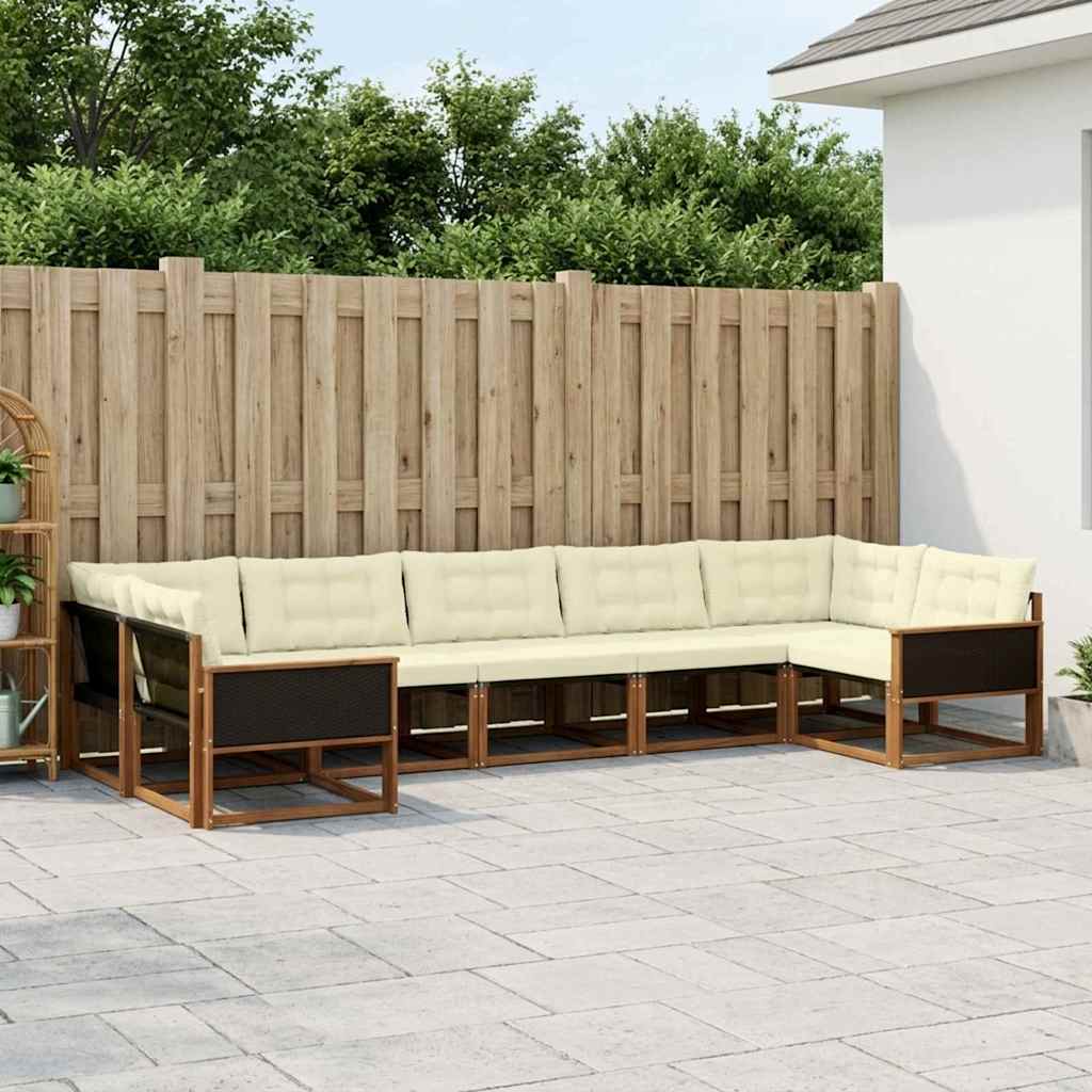 Buiten bankenset met kussen 7 pcs Natuurlijk en Crème is nu te koop bij PeponiXL, paradijselijk wonen!