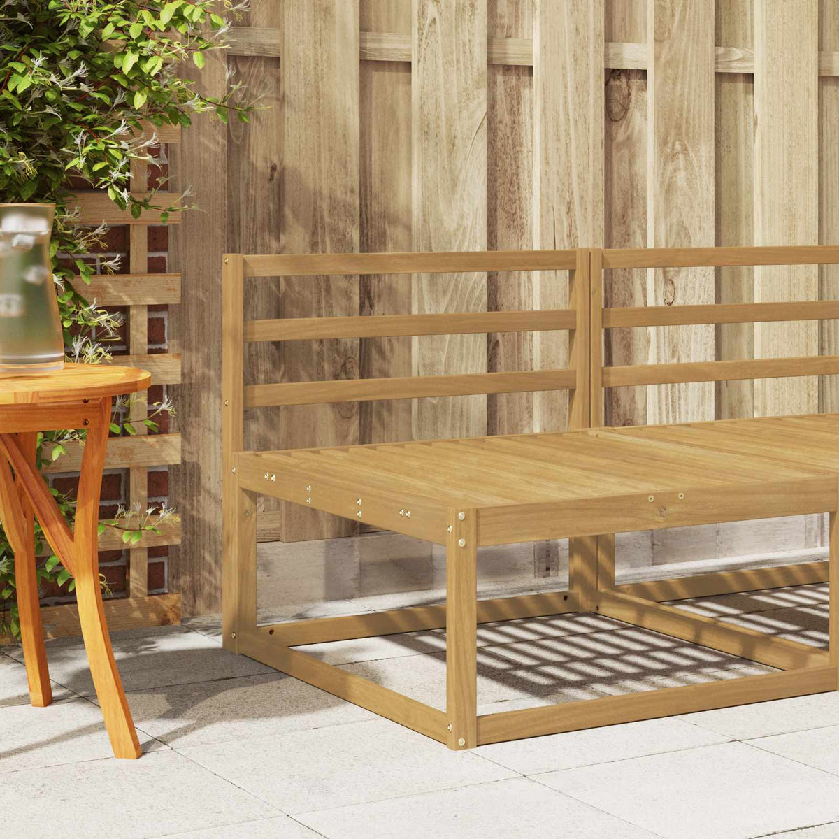 Rugleuning Module Wit 79 x 4 x 73 cm Massief Acaciahout is nu te koop bij PeponiXL, paradijselijk wonen!