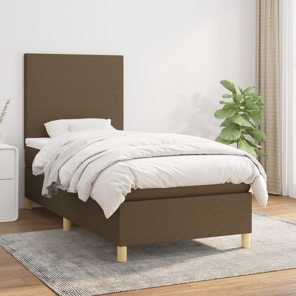Boxspring met matras stof donkerbruin 80x200 cm is nu te koop bij PeponiXL, paradijselijk wonen!