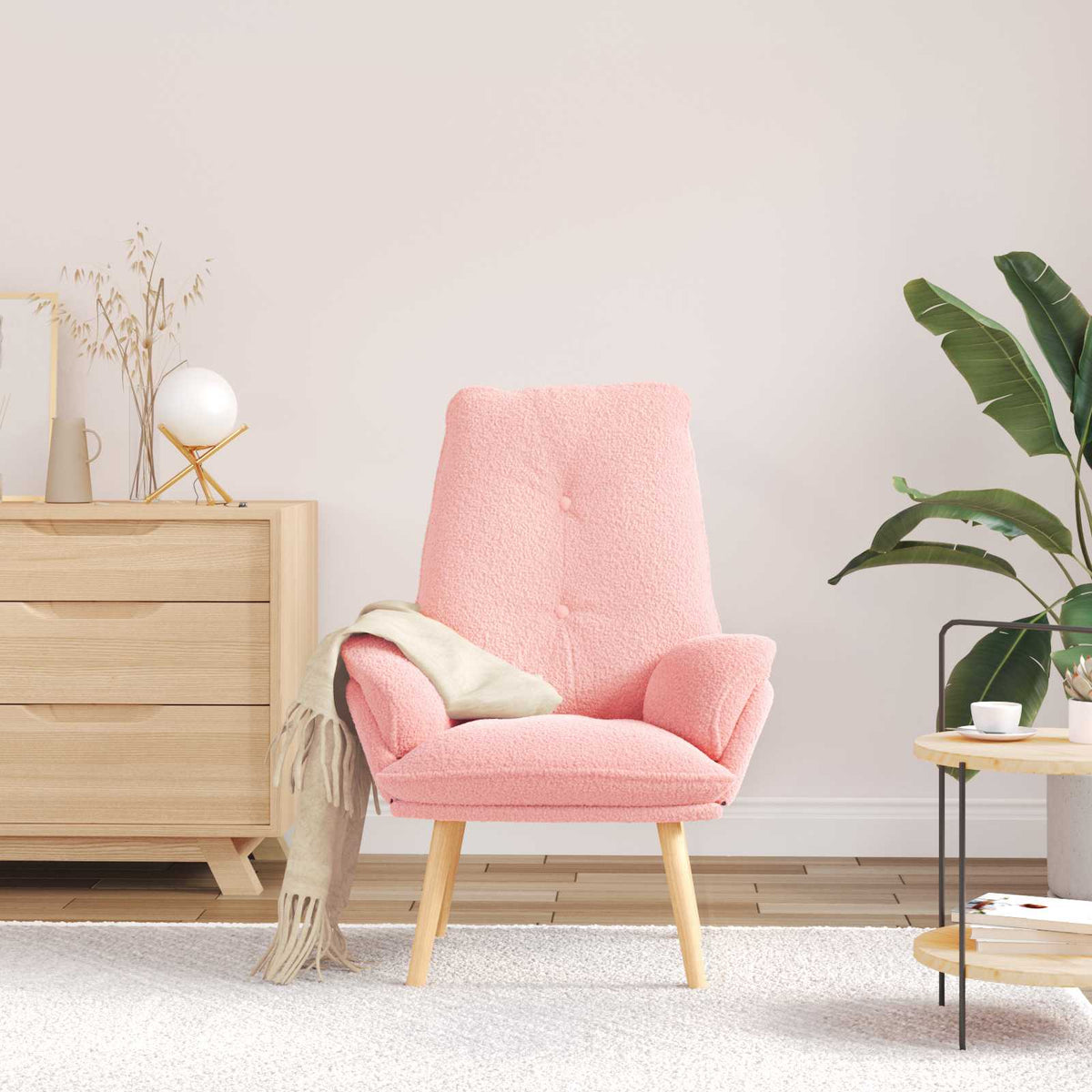 Fauteuil Roze 69 x 74 x 93 cm Sherpa Stof is nu te koop bij PeponiXL, paradijselijk wonen!
