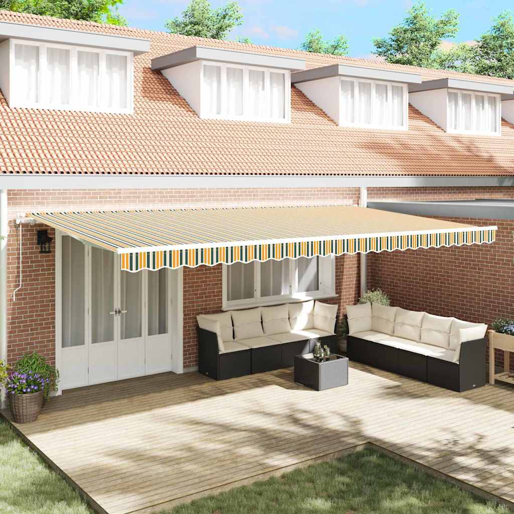 Elektrisch Uittrekbaar Zonnescherm Groen en geel 600 × 300 cm is nu te koop bij PeponiXL, paradijselijk wonen!
