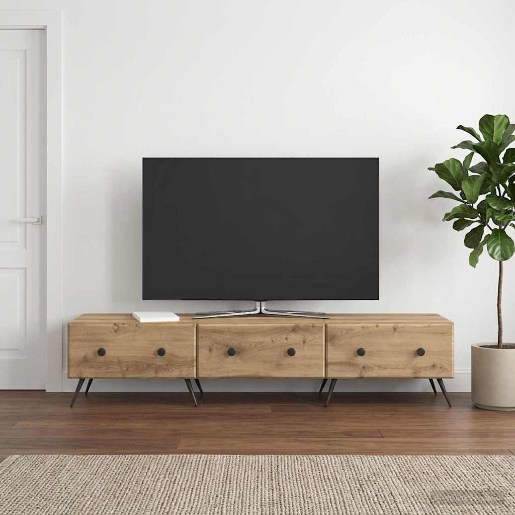 TV-kast Artisanaal eiken 147 x 34,5 x 30 cm Bewerkt hout is nu te koop bij PeponiXL, paradijselijk wonen!