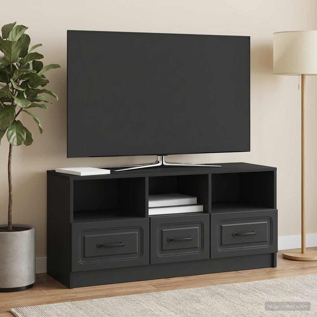 TV-kast met lade Zwart 102 x 34,5 x 47 cm Bewerkt hout is nu te koop bij PeponiXL, paradijselijk wonen!