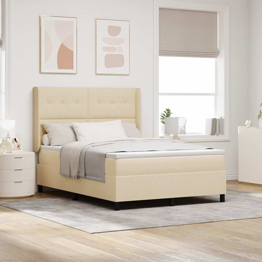 LED Box Spring Bed met matras Crème 140 x 200 cm Stof is nu te koop bij PeponiXL, paradijselijk wonen!
