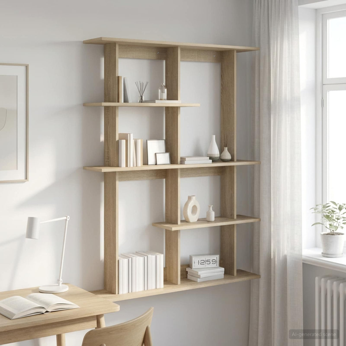 Wandplank Sonoma Eiken 102 x 20 x 130 cm Bewerkt hout is nu te koop bij PeponiXL, paradijselijk wonen!