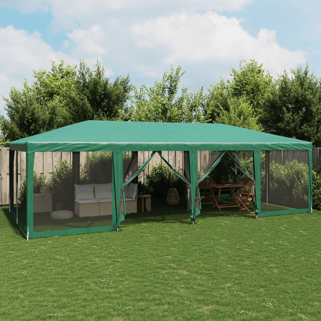 Partytent met 12 mesh zijwanden 8x4 m HDPE groen is nu te koop bij PeponiXL, paradijselijk wonen!