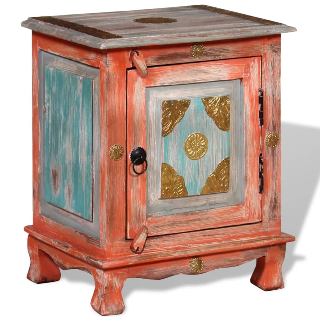Nachtkastje massief mangohout oranje is nu te koop bij PeponiXL, paradijselijk wonen!