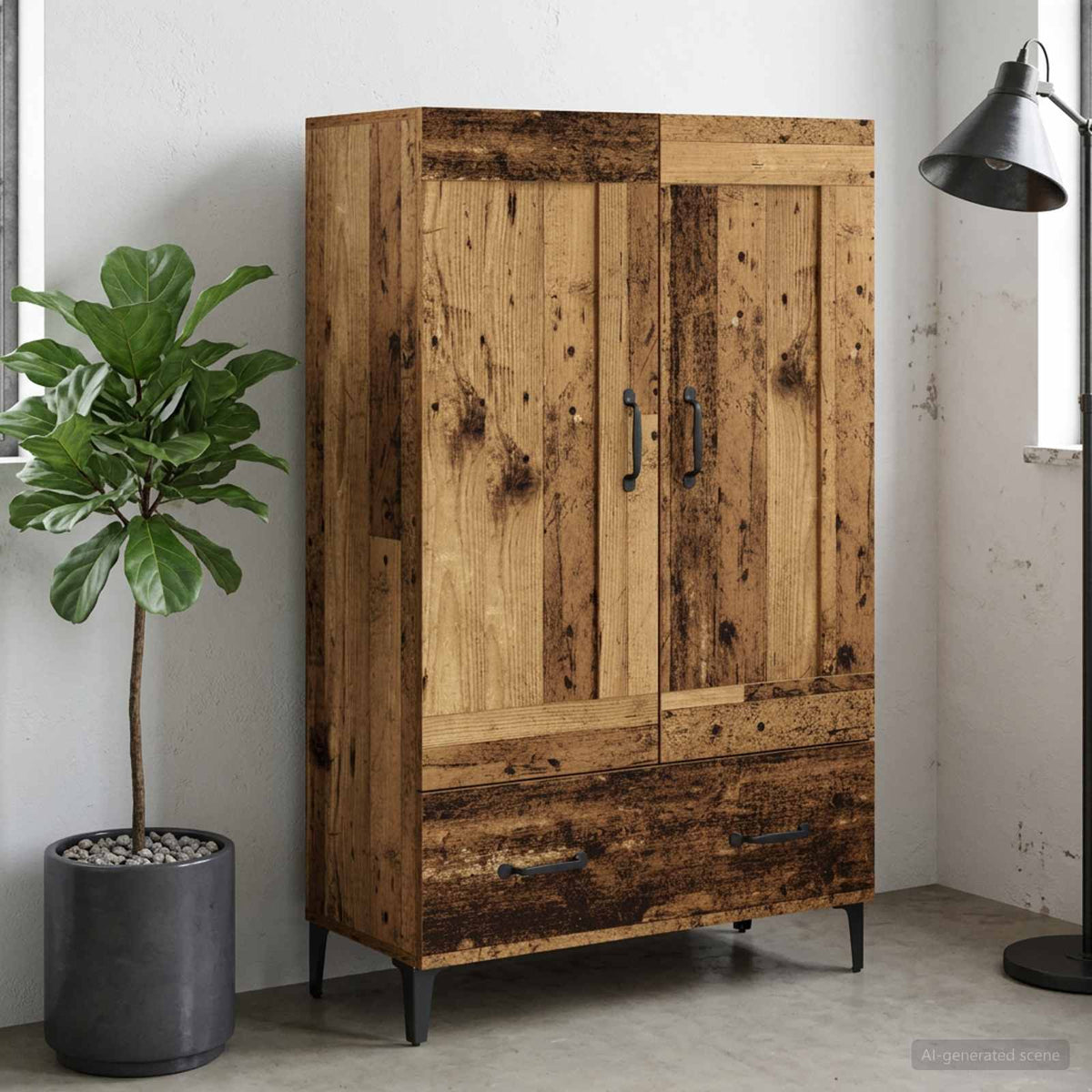 Hoge kast Oud hout 70 x 31 x 115 cm Bewerkt hout is nu te koop bij PeponiXL, paradijselijk wonen!