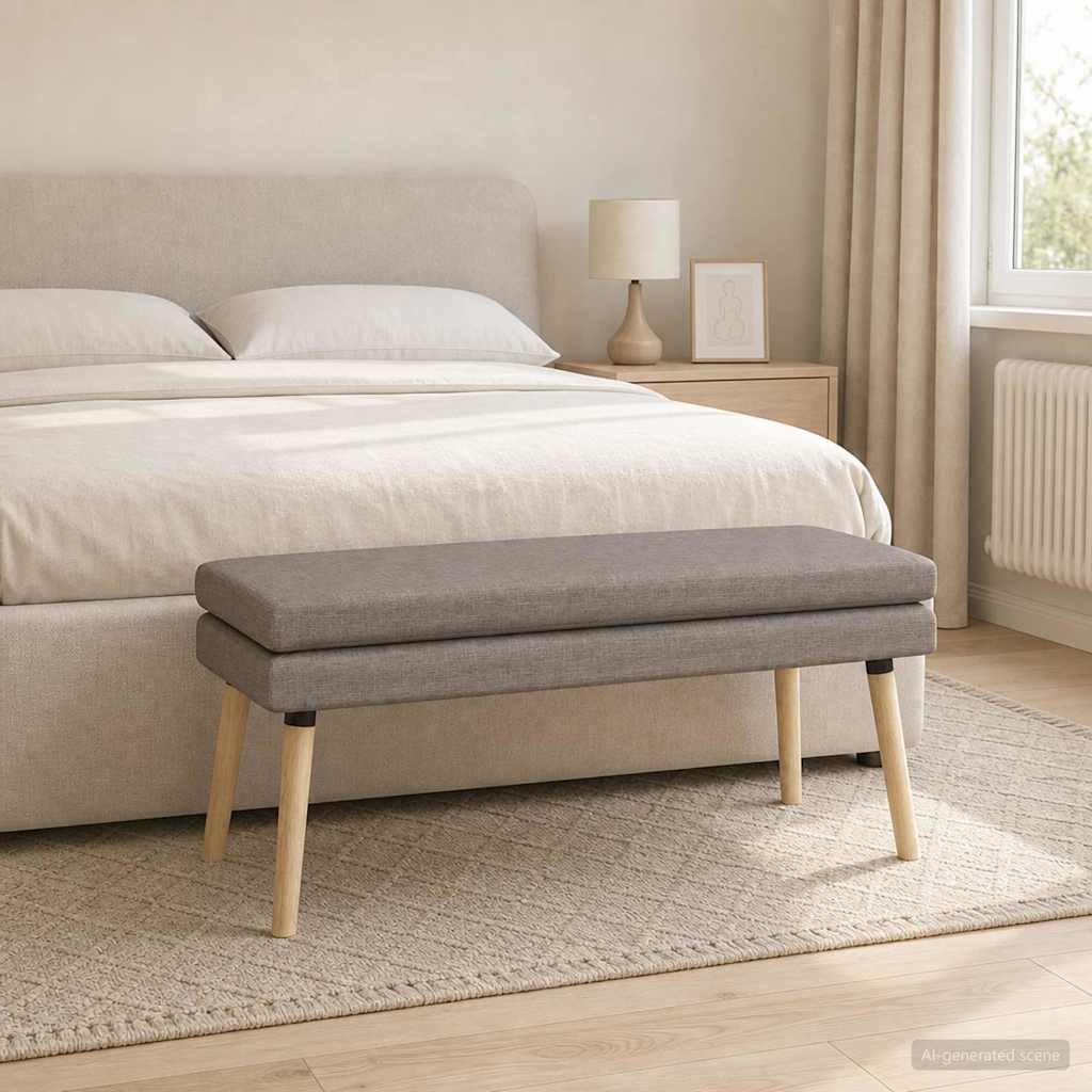 Dubbel Laagige Bank Taupe 110 x 40 x 47 cm Stof is nu te koop bij PeponiXL, paradijselijk wonen!