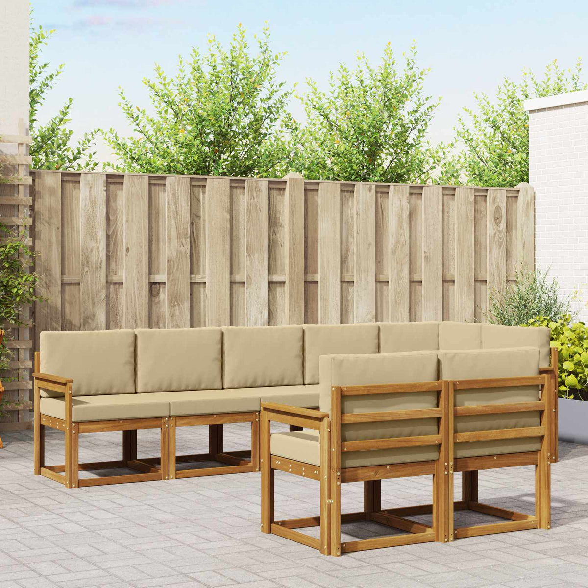 Buiten bankenset met kussen 8 pcs Natuurlijk en Beige is nu te koop bij PeponiXL, paradijselijk wonen!