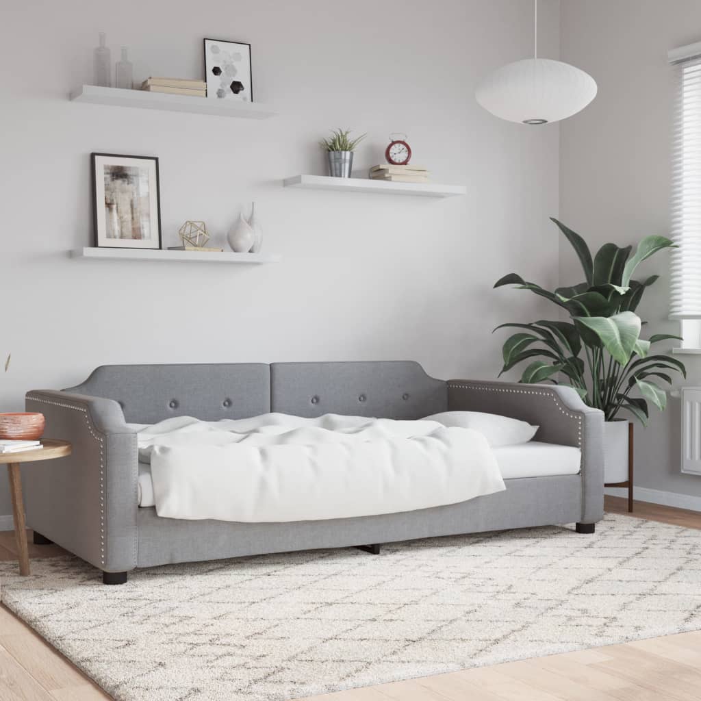 Slaapbank 100x190 cm stof lichtgrijs is nu te koop bij PeponiXL, paradijselijk wonen!