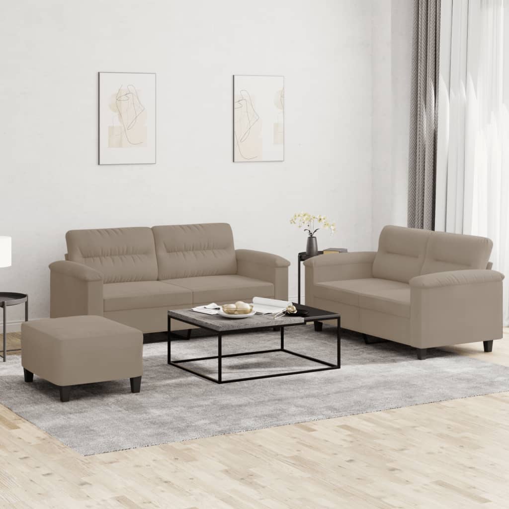 3-delige Loungeset met kussens microvezelstof taupe is nu te koop bij PeponiXL, paradijselijk wonen!