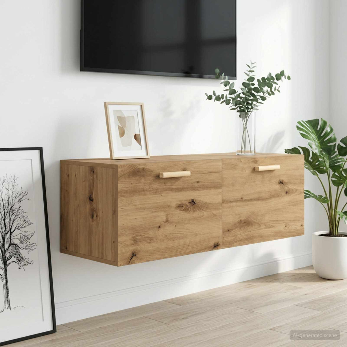 Wandkast 100 x 36,5 x 35 cm Bewerkt hout Artisanaal eiken is nu te koop bij PeponiXL, paradijselijk wonen!