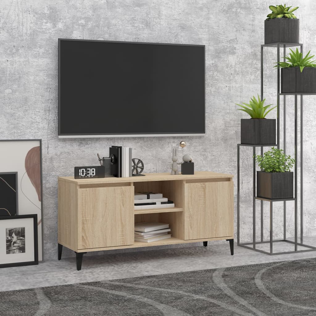 Tv-meubel met metalen poten 103,5x35x50 cm sonoma eikenkleurig is nu te koop bij PeponiXL, paradijselijk wonen!