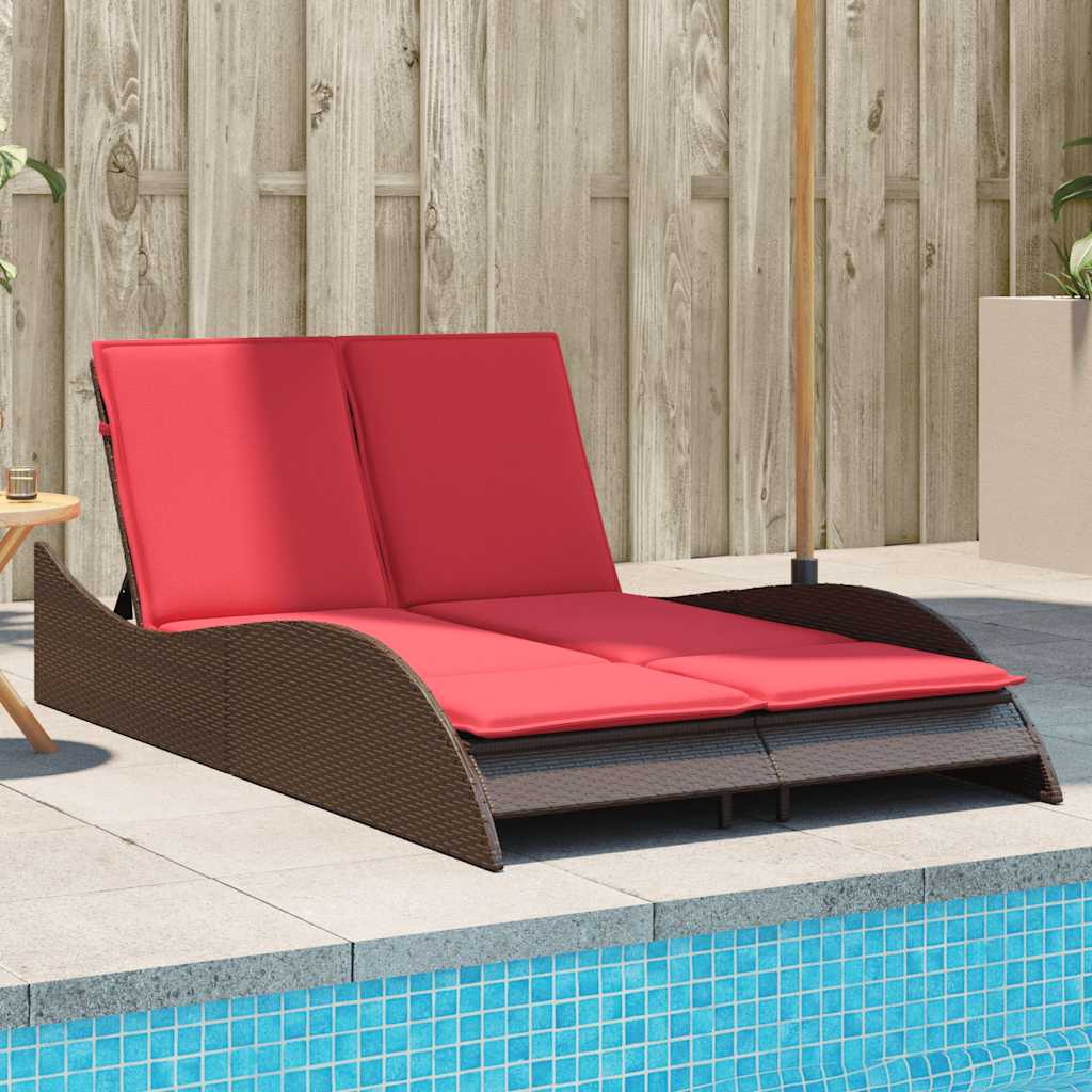 Ligbed met kussens bruin 114x205x73 cm poly rattan is nu te koop bij PeponiXL, paradijselijk wonen!