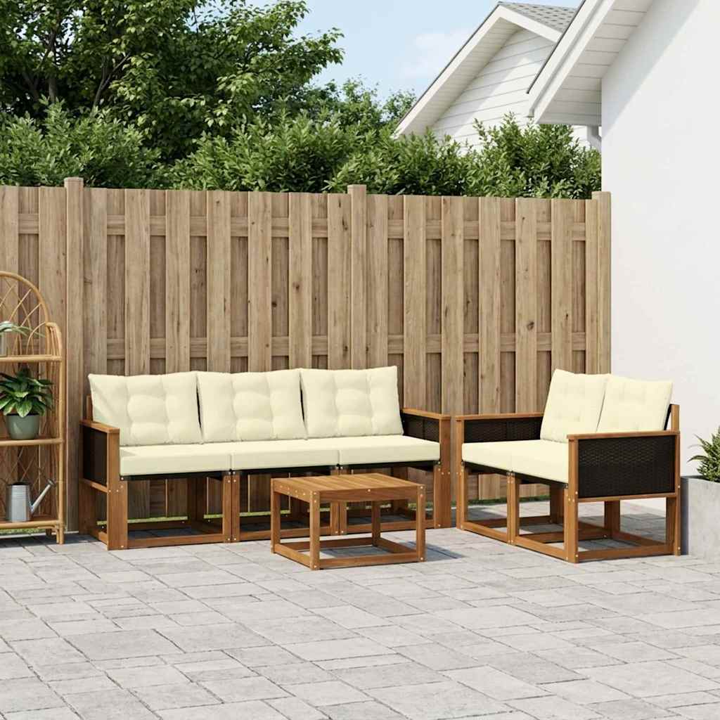 Buiten bankenset met kussen 6 pcs Natuurlijk en Crème is nu te koop bij PeponiXL, paradijselijk wonen!