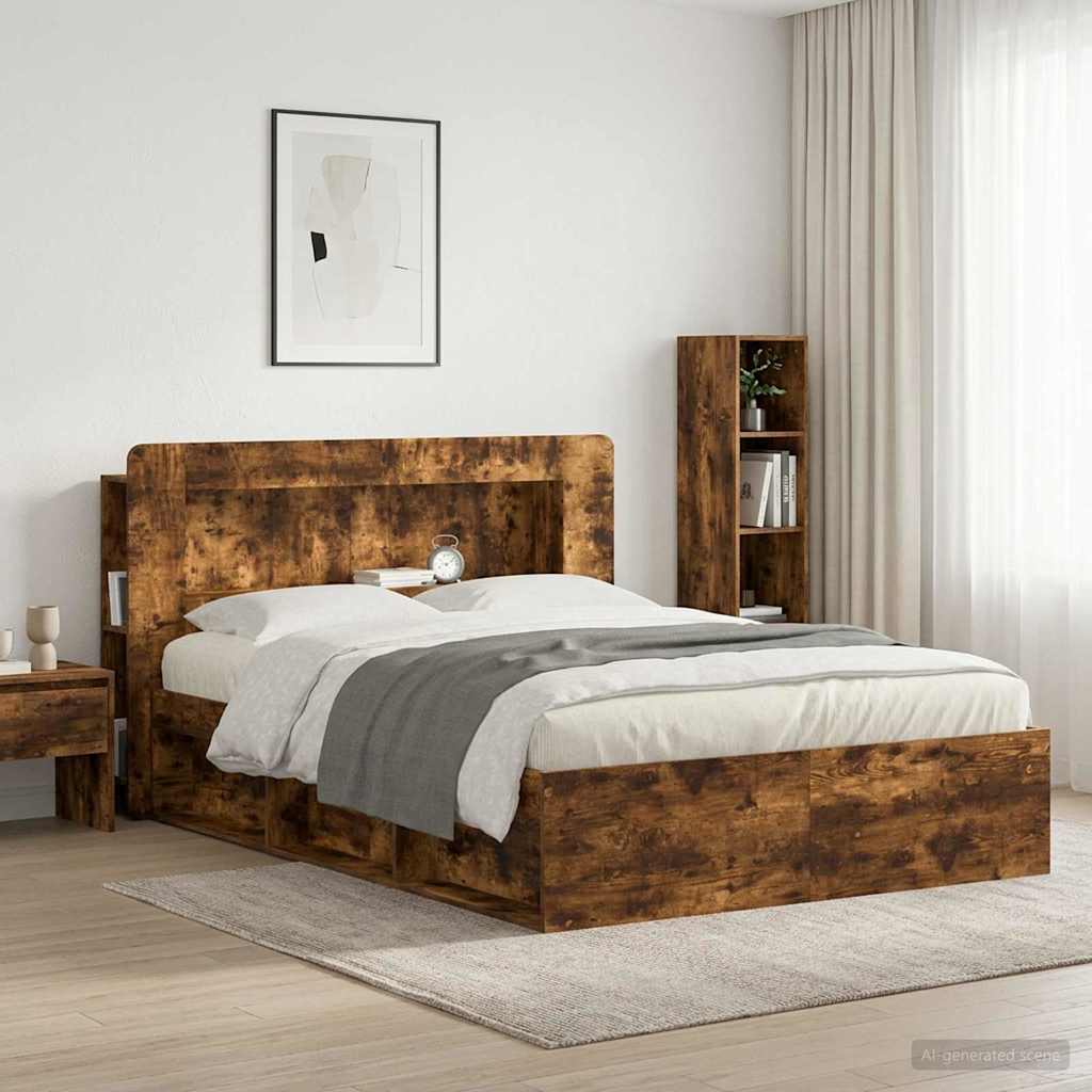 Hoofdbordkast met opslag Gerookt eiken Geconstrueerd hout is nu te koop bij PeponiXL, paradijselijk wonen!