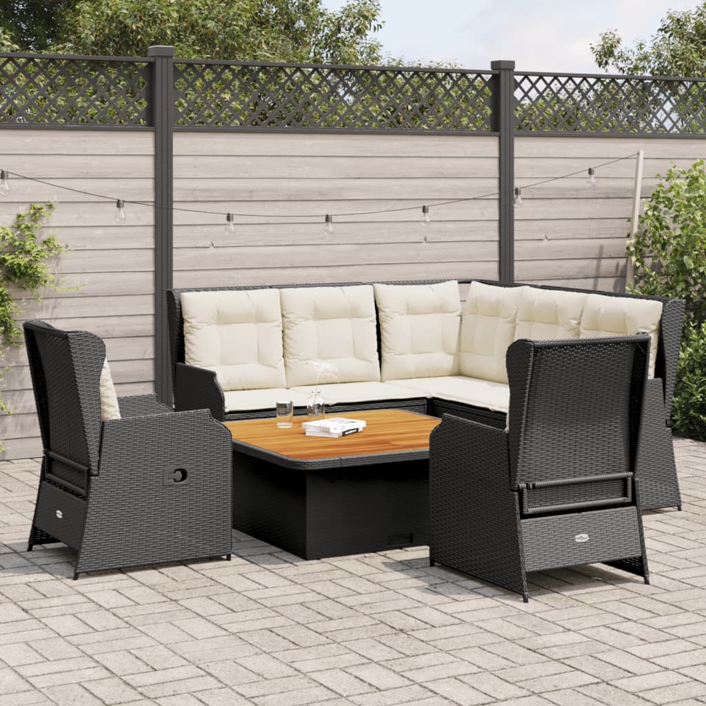 6-delige Loungeset met kussens poly rattan zwart is nu te koop bij PeponiXL, paradijselijk wonen!