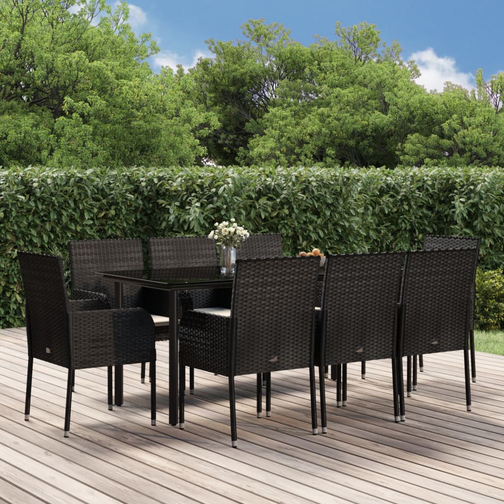 9-delige Tuinset poly rattan zwart is nu te koop bij PeponiXL, paradijselijk wonen!