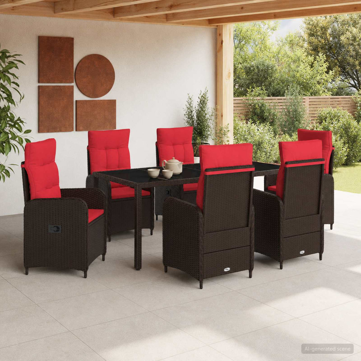 Buiten eettafelset 7 pcs poly rattan is nu te koop bij PeponiXL, paradijselijk wonen!