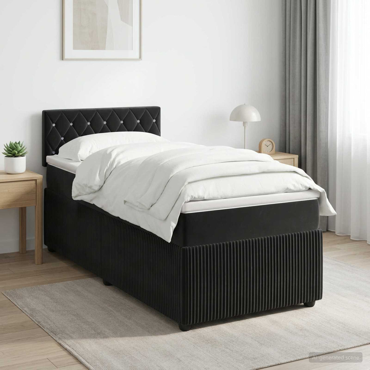 Boxspringbed met matras Zwart 80 x 200 cm Fluweel is nu te koop bij PeponiXL, paradijselijk wonen!