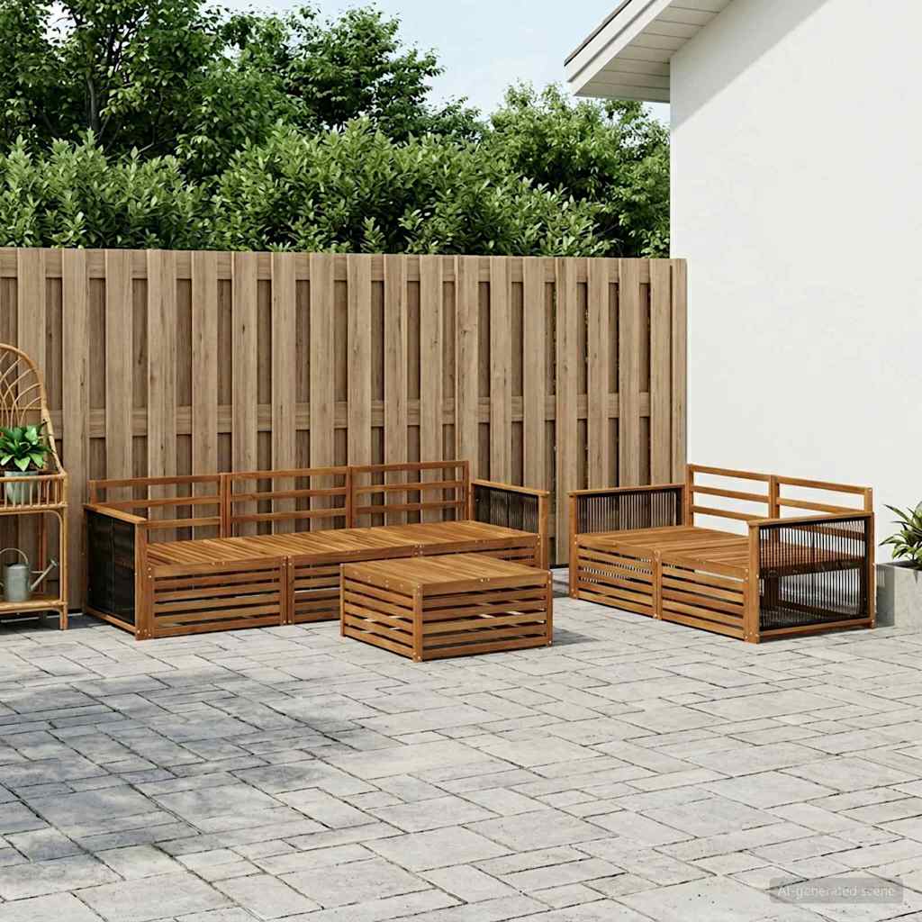Buiten bankenset 6 pcs Naturel Massief Acaciahout is nu te koop bij PeponiXL, paradijselijk wonen!