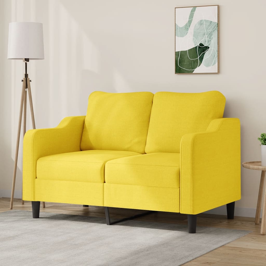 Tweezitsbank 120 cm stof lichtgeel is nu te koop bij PeponiXL, paradijselijk wonen!