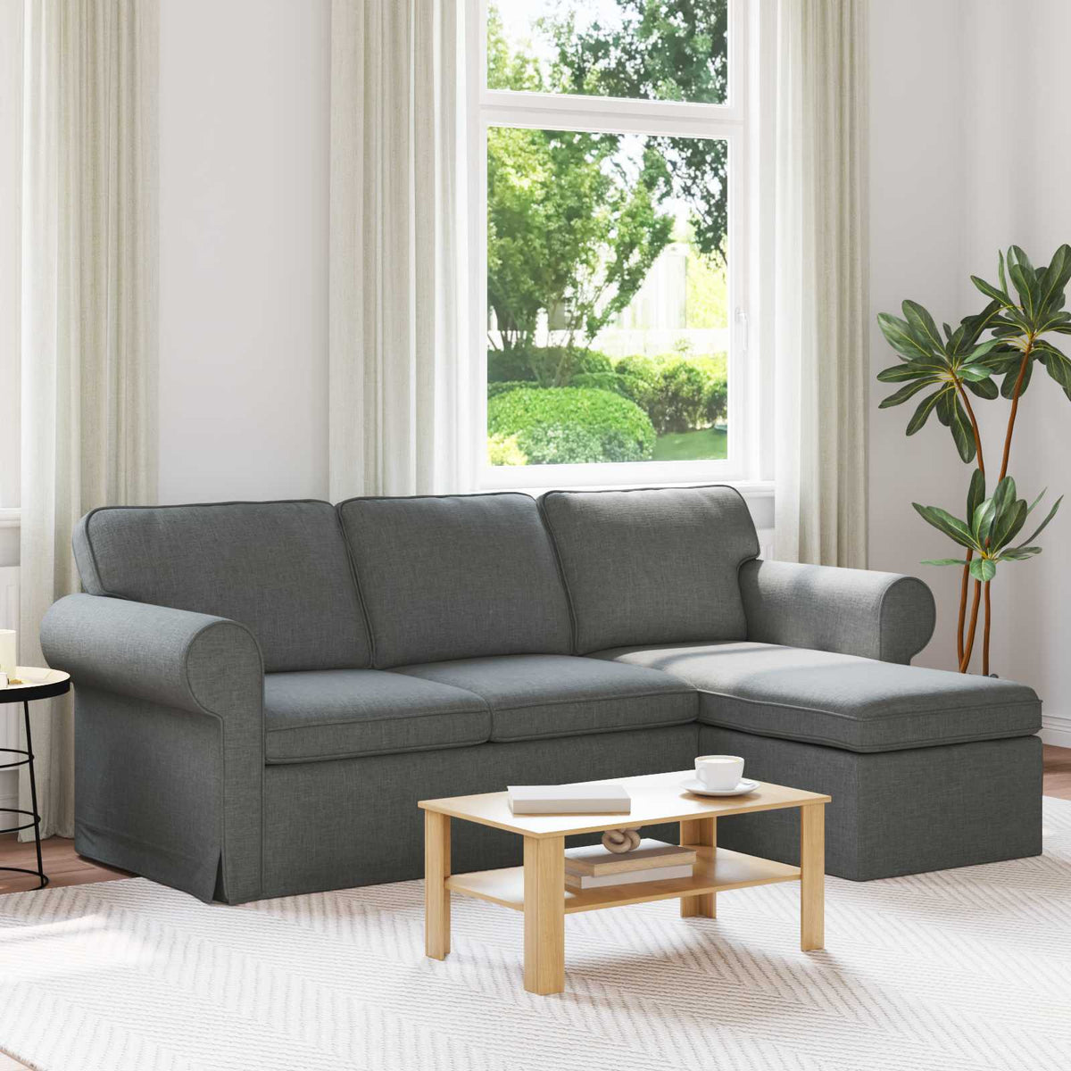 Bank Donkergrijs 215 x 138 x 80 cm Stof is nu te koop bij PeponiXL, paradijselijk wonen!