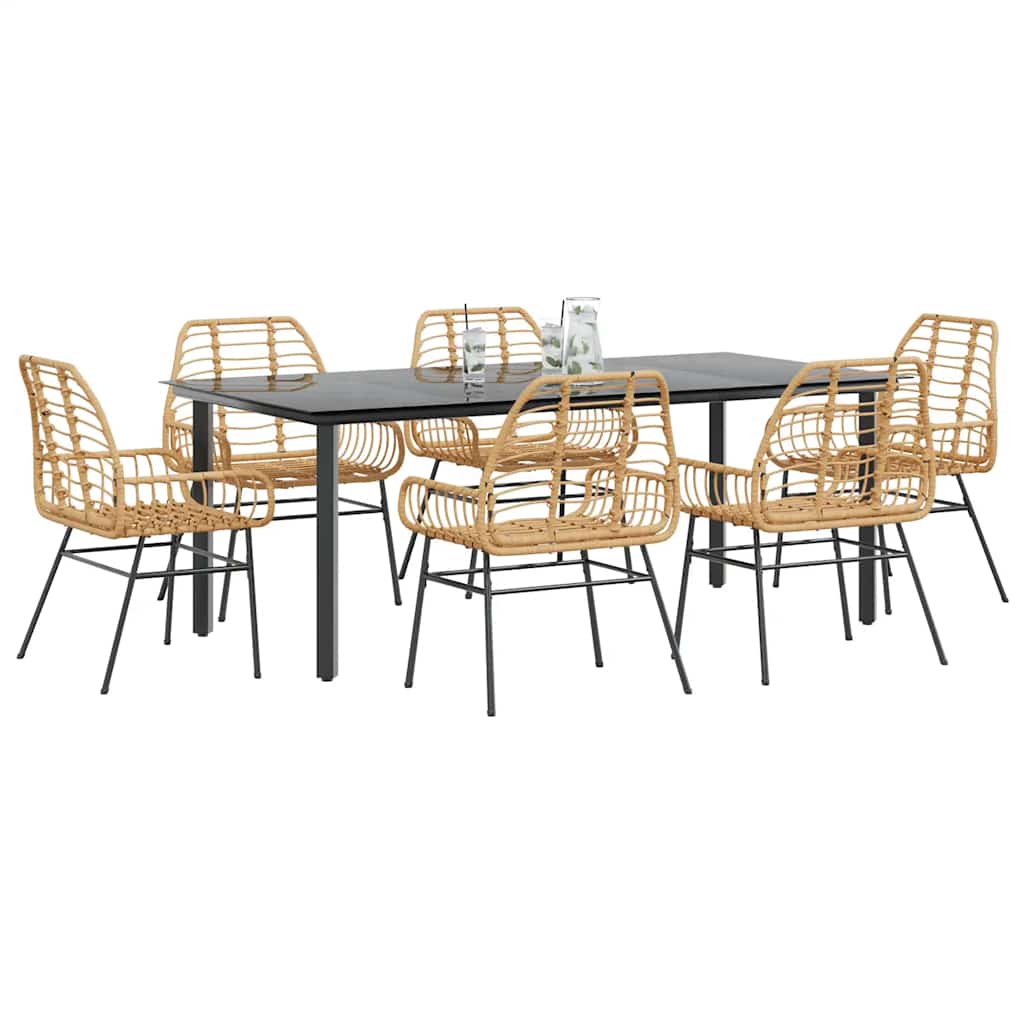 7-delige Tuinset poly rattan glas bruin is nu te koop bij PeponiXL, paradijselijk wonen!