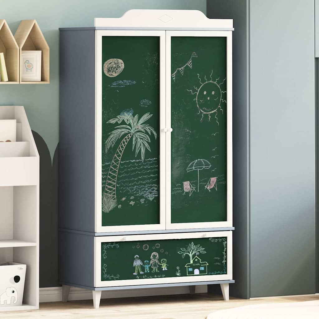 Krijtbord Kast ROROS Grijs en Wit 90 x 45 x 165 cm Bewerkt hout is nu te koop bij PeponiXL, paradijselijk wonen!