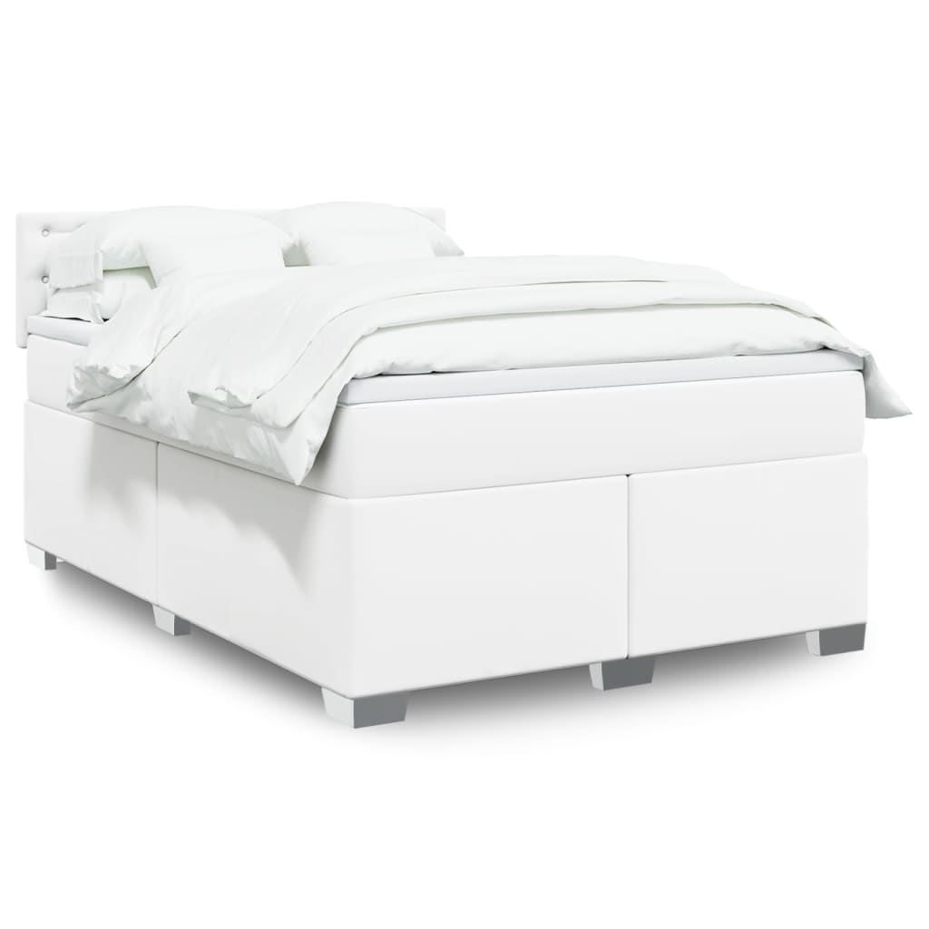 Boxspring met matras kunstleer wit 140x190 cm is nu te koop bij PeponiXL, paradijselijk wonen!