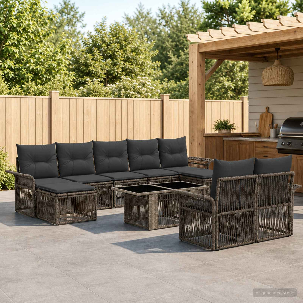 Tuinbankenset 10 st Grijs en Donkergrijs poly rattan is nu te koop bij PeponiXL, paradijselijk wonen!