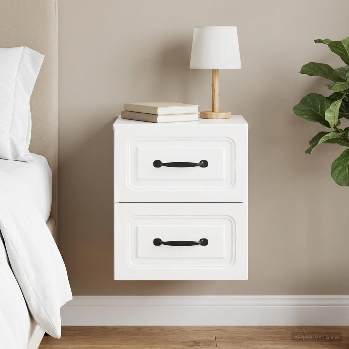 Wandbeugel Bedkast Hoogglans Wit 34,5 x 33 x 40 cm Bewerkt hout is nu te koop bij PeponiXL, paradijselijk wonen!