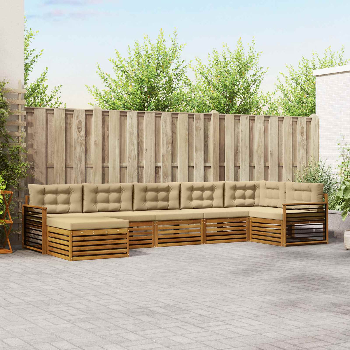 Buiten bankenset met kussen 7 pcs Natuurlijk en Beige is nu te koop bij PeponiXL, paradijselijk wonen!