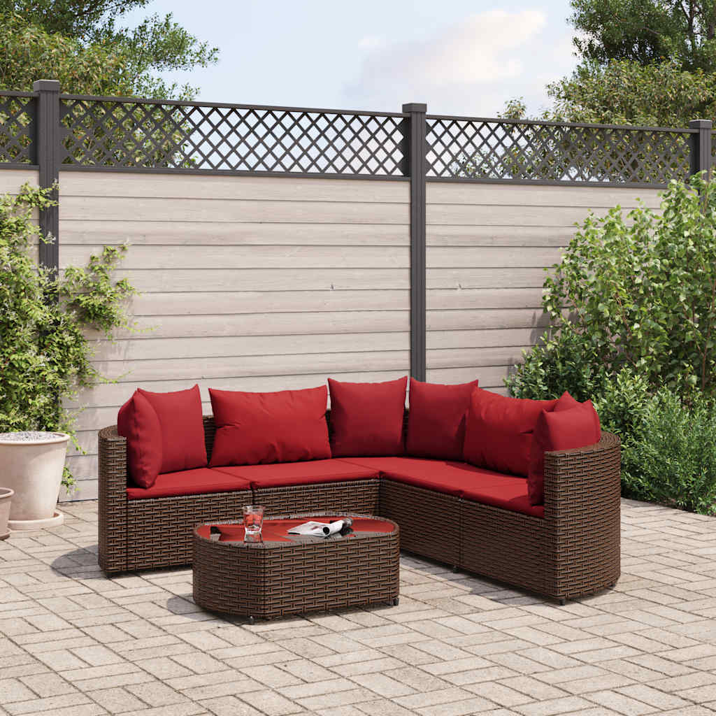 6-delige Loungeset met kussens poly rattan bruin is nu te koop bij PeponiXL, paradijselijk wonen!