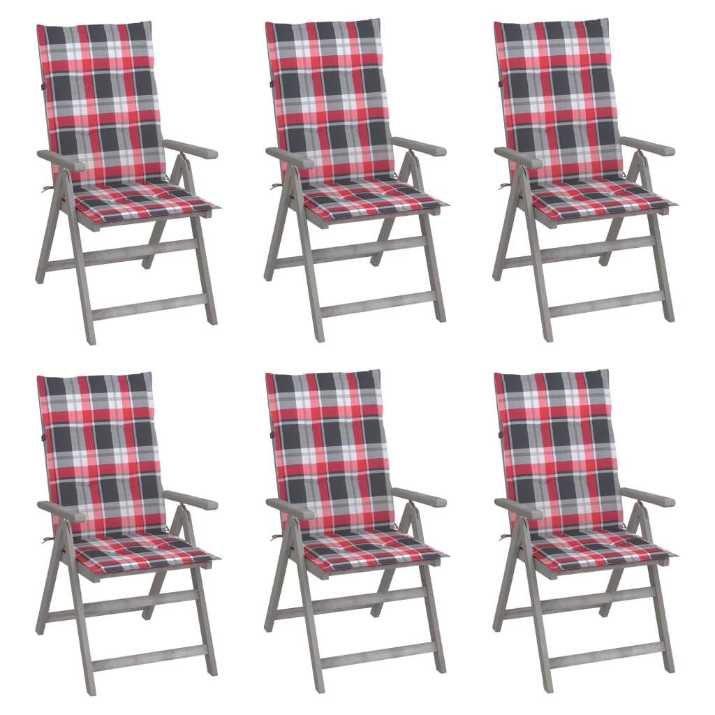 Tuinstoelen 6 st verstelbaar met kussens massief acaciahout is nu te koop bij PeponiXL, paradijselijk wonen!