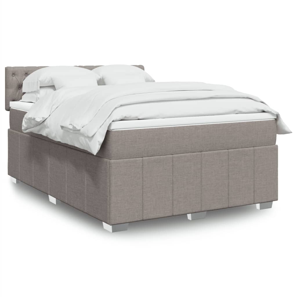Boxspring met matras stof taupe 140x190 cm is nu te koop bij PeponiXL, paradijselijk wonen!