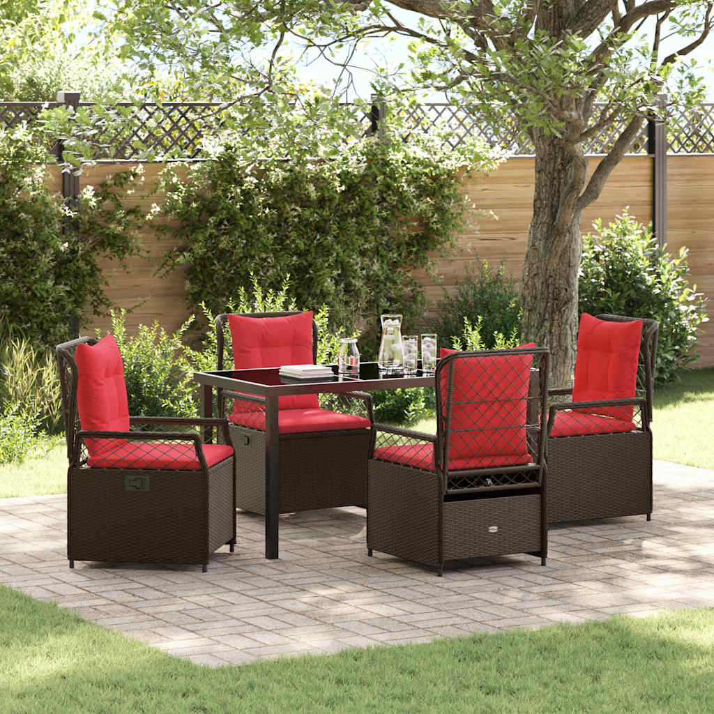 Tuin eettafelset 5 pcs Bruin poly rattan is nu te koop bij PeponiXL, paradijselijk wonen!